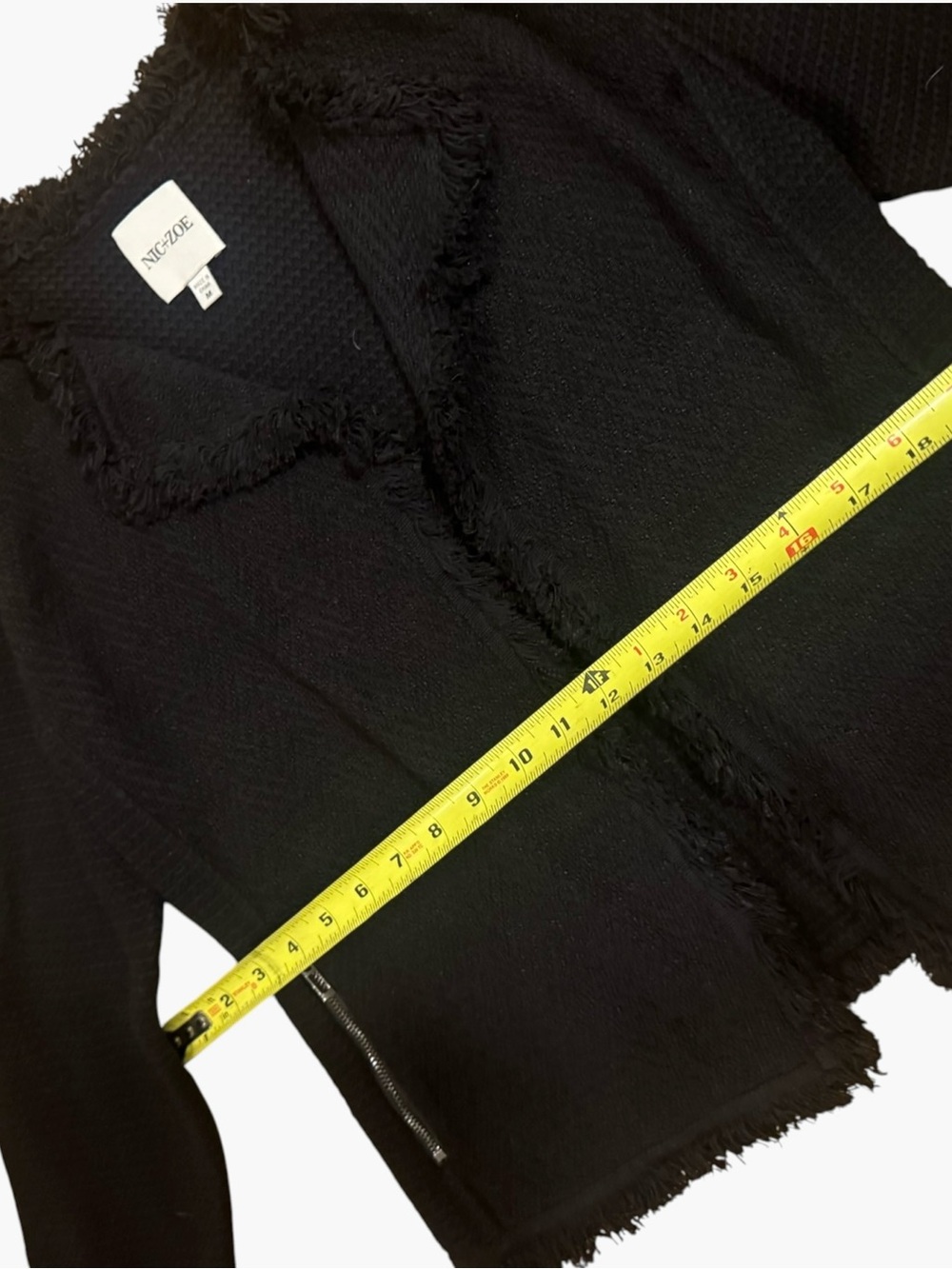 NIC+ZOE Black Fringe Trim Snap Cuff Jacket Sz M - Picture 6 of 7
